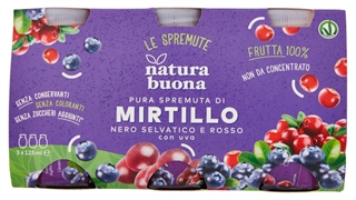NATURA BUONA PURA SPREMUTA DI MIRTILLO NERO SELVATICO E ROSSO CON UVA