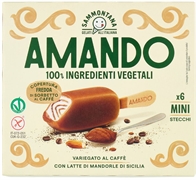 SAMMONTANA AMANDO 6 MINI STECCHI GELATO VANIGLIA, VARIEGATO AL CAFFÈ CON COPERTURA AL CAFFÈ