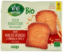 VIVI VERDE BIO (COOP) FETTE BISCOTTATE BIOLOGICHE CON MALTO D'ORZO E FARINA DI TIPO 2