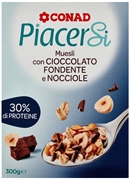 CONAD Piacersi Muesli con CIOCCOLATO FONDENTE e NOCCIOLE
