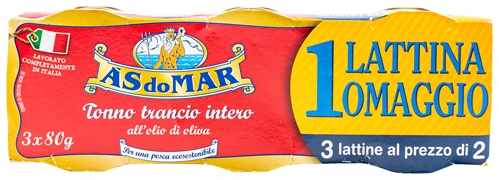 AS DO MAR TONNO TRANCIO INTERO ALL'OLIO DI OLIVA