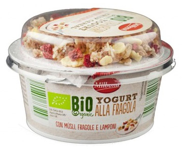MILBONA (LIDL) BIO ORGANIC YOGURT ALLA FRAGOLA CON MÜESLI, FRAGOLE E LAMPONI